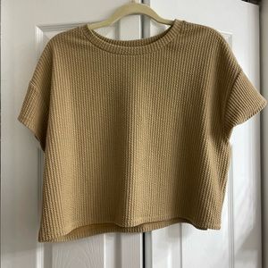 Tan Cropped Textured Top